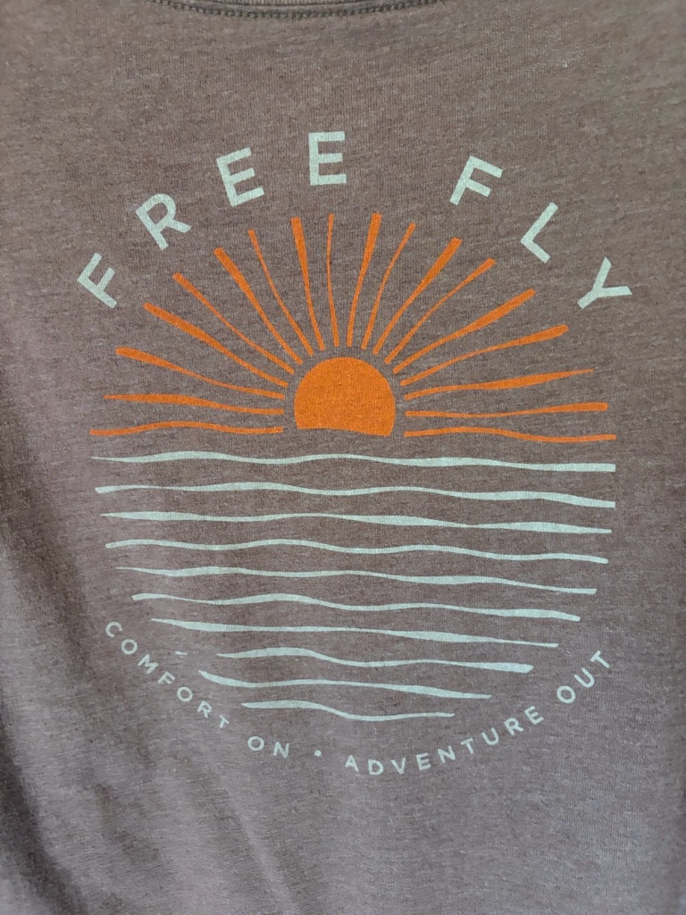 Free Fly Apparel Long Sleeve Tshirt Brown Heather Sun Graphic Cotton Blend Large - Picture 3 of 7